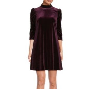 *NWT* Eliza J Puff Sleeve Velvet Mini Dress Purple / 8
